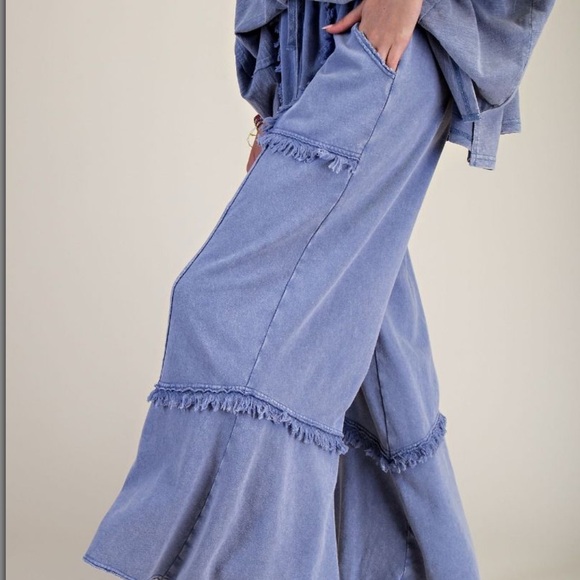 💕 Coming Soon! Easel Stylish Blue Wide-Leg Pants - Picture 4 of 6